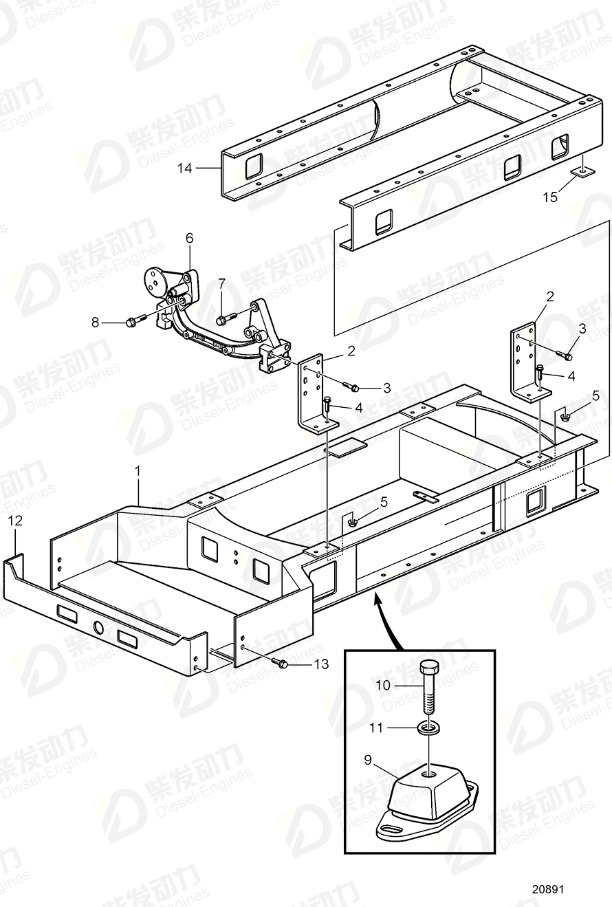Volvo 3828707 Engine anchorage 3828707 Engine spare parts-Generator ...