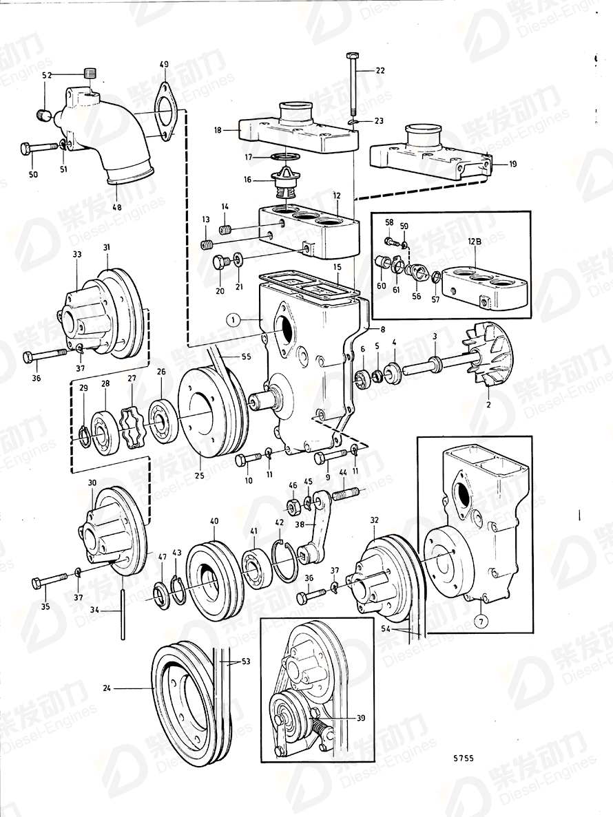 Volvo 422455 Thermostat housing 422455 Cooling System spare parts ...