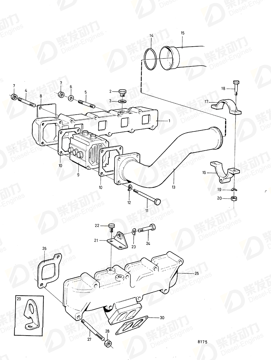 Volvo 838895 Inlet pipe 838895 Cooling System spare parts-Generator ...